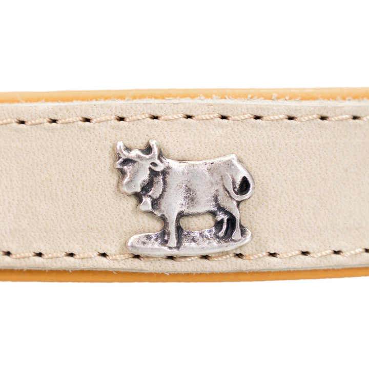 Hundehalsband Leder beige mit Nieten