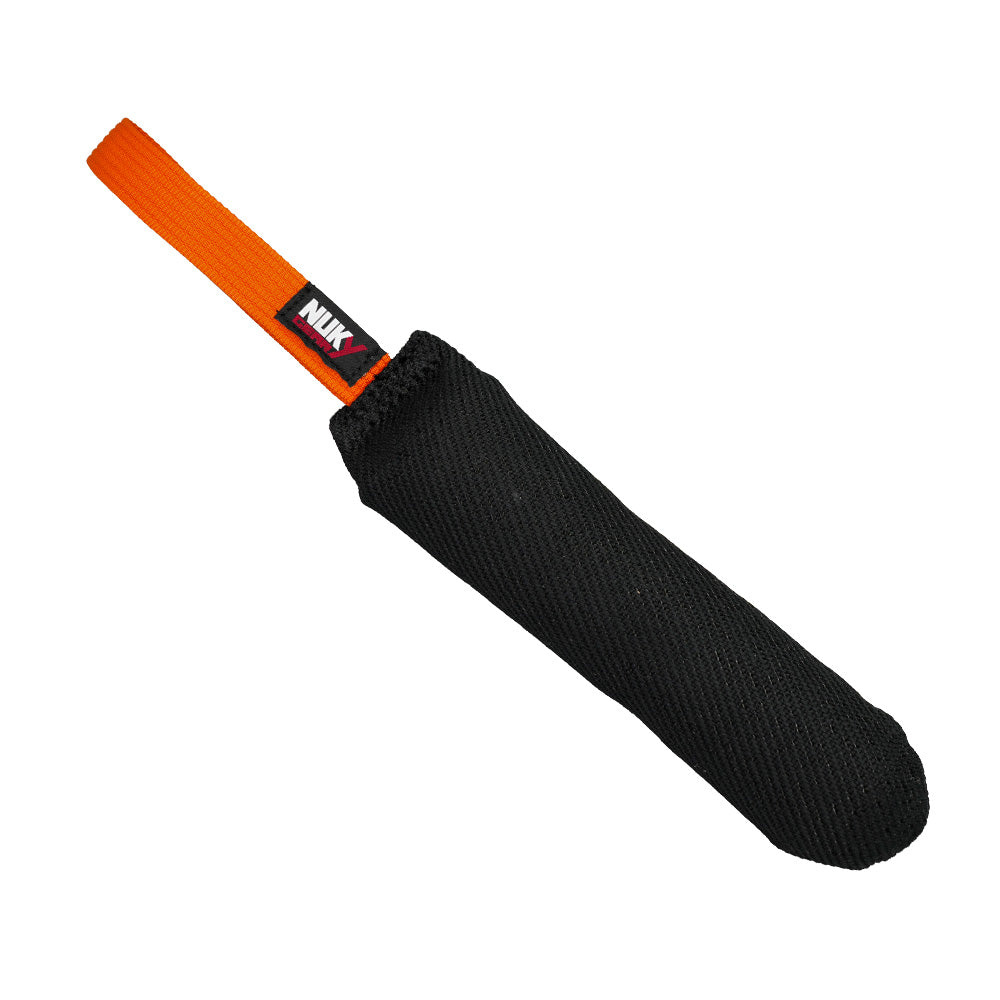 Boudin für Hunde, schwarz mit orangem Griff. Aus Baumwolle-Polyester, NUKY GEAR