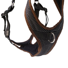 Hundegeschirr Ausbildungsgeschirr Dog`s Fun Run PROGuide, schwarz mit dunkelbrauner Einfassung, Detailansicht des Brustrings.
