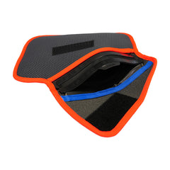 Futerbeutel schwimmend flach, grau, geöffnet