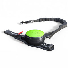 Lishinu bungee dog leash/reel with pull damper. Color green