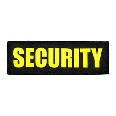 Patch velcro noir, inscription « SECURITY » en jaune vif