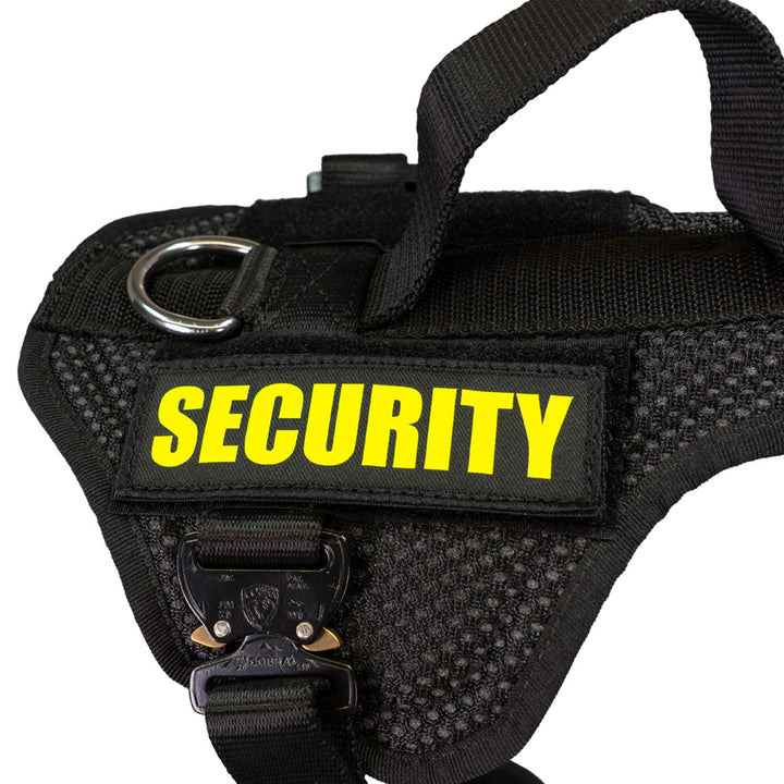 Klettpatch schwarz, leuchtgelbe Schrift "SECURITY"