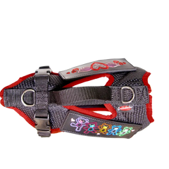 Hundegeschirr Dog`s Fun Run Batch schwarz, mit schwarzer Einfassung. Detailansicht von oben.