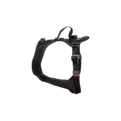 imbracatura per cani Dog`s Fun Run imbracatura per cani Bulldog, nera con bordi neri e chiusura a spilla nel collo.