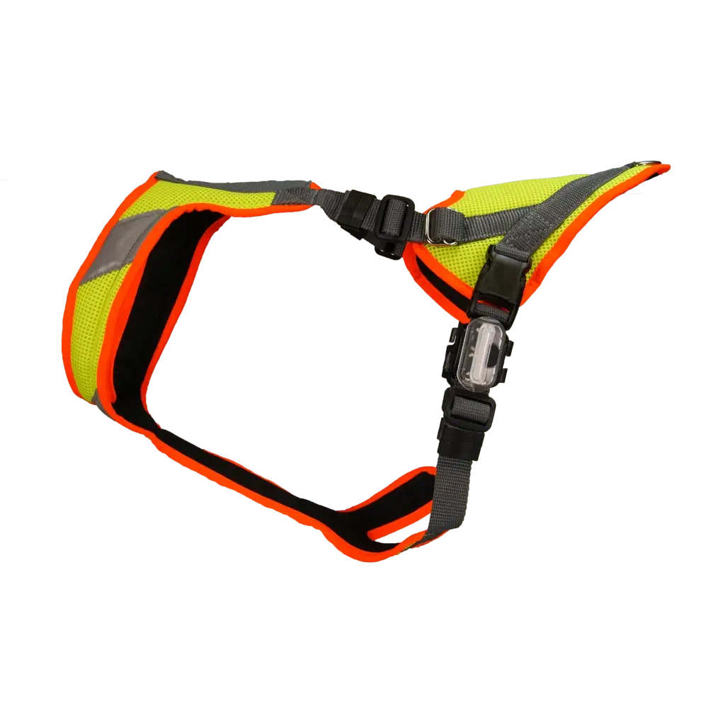 Mantrailing harness V with reflector and LED