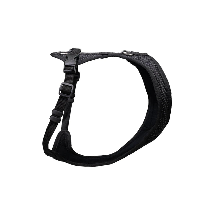 Dog`s Fun Run dog harness with optimized fit for dachshunds, black with black edging.