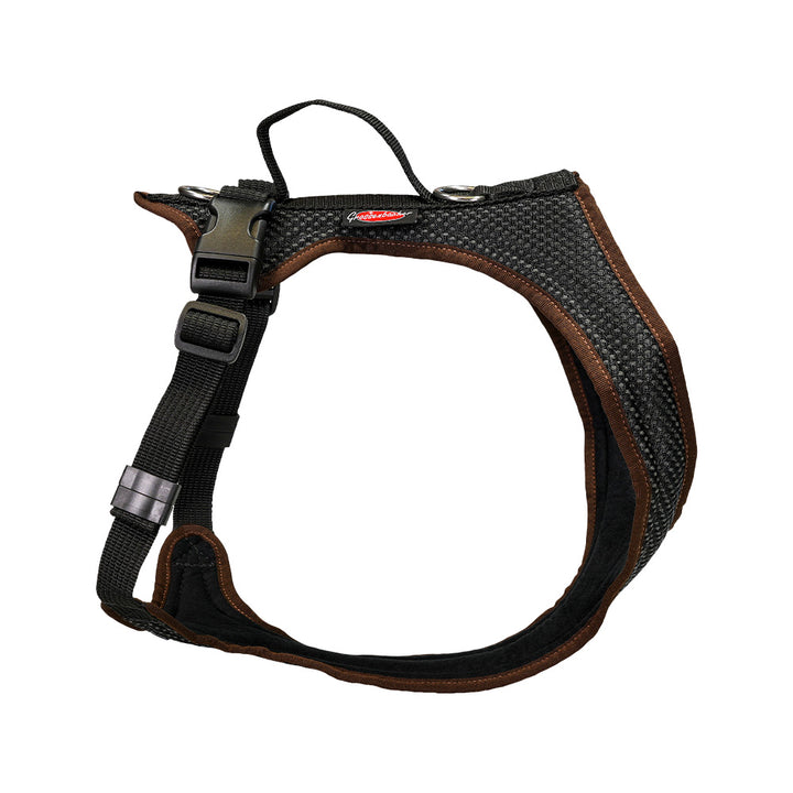 Dog harness Dog`s Fun Run Dog harness Hound / Poodle / Viszla / Setter, black with dark brown edging.