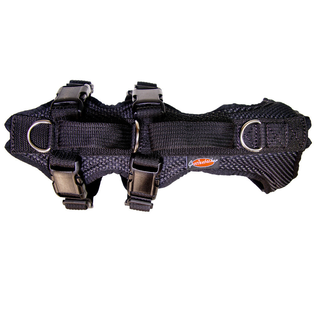 Dogs Fun Run Support dog harness, for walking and support, black. Detail back