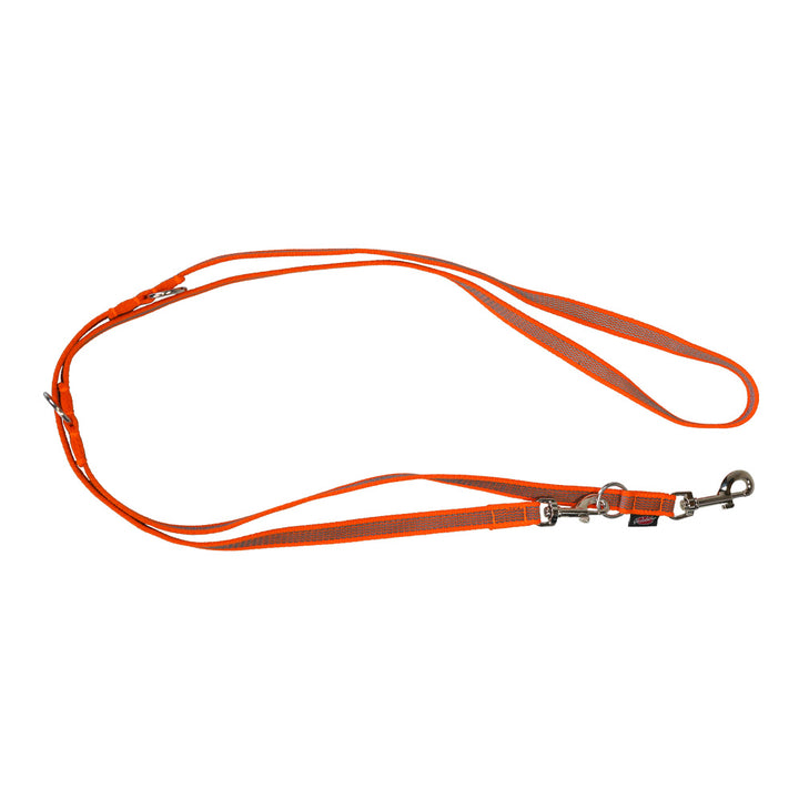 Dog lead leash ABS-Softflex 3-way adjustable, 16 mm wide, 2 m long, orange