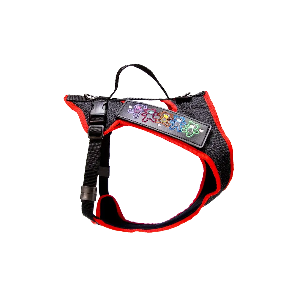 Dog harness Dog`s Fun Run Batch black, with black edging and Velcro patches