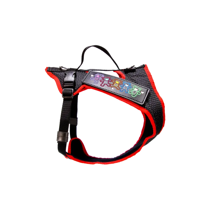 Dog harness Dog`s Fun Run Batch black, with black edging and Velcro patches