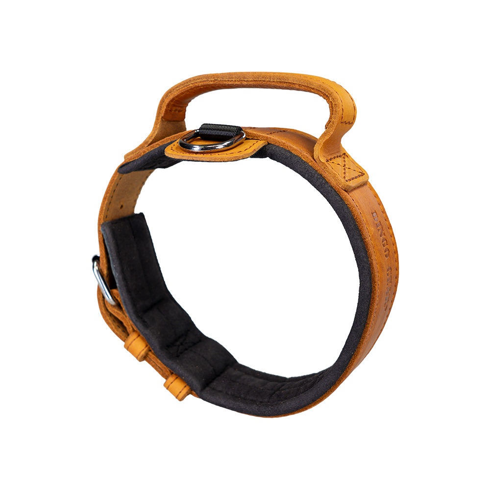 Collier avec poignée en cuir gras