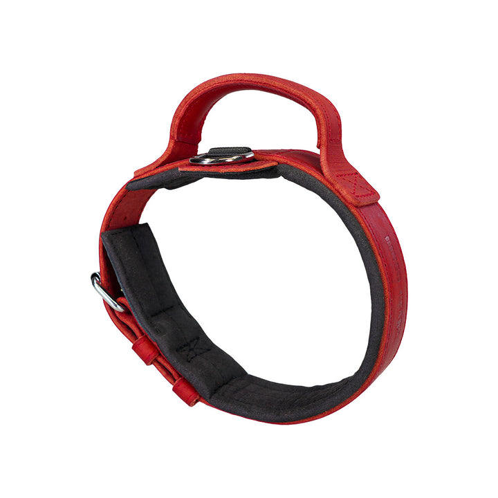 Collier avec poignée en cuir gras