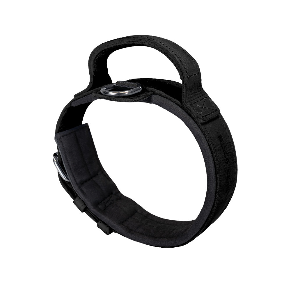 Collier avec poignée en cuir gras