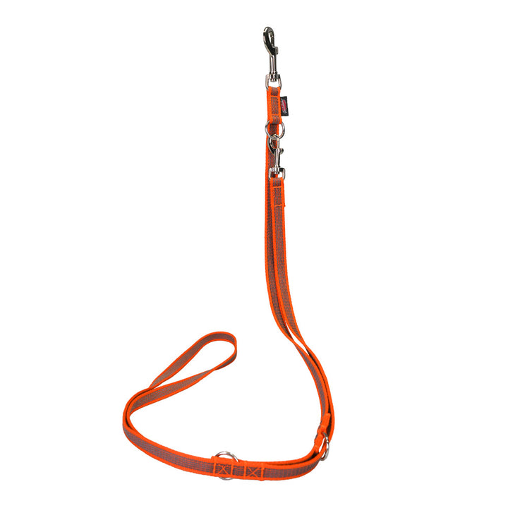 Guinzaglio per cani ABS-Softflex regolabile a 3 vie, larghezza 16 mm, lunghezza 2 m, arancione