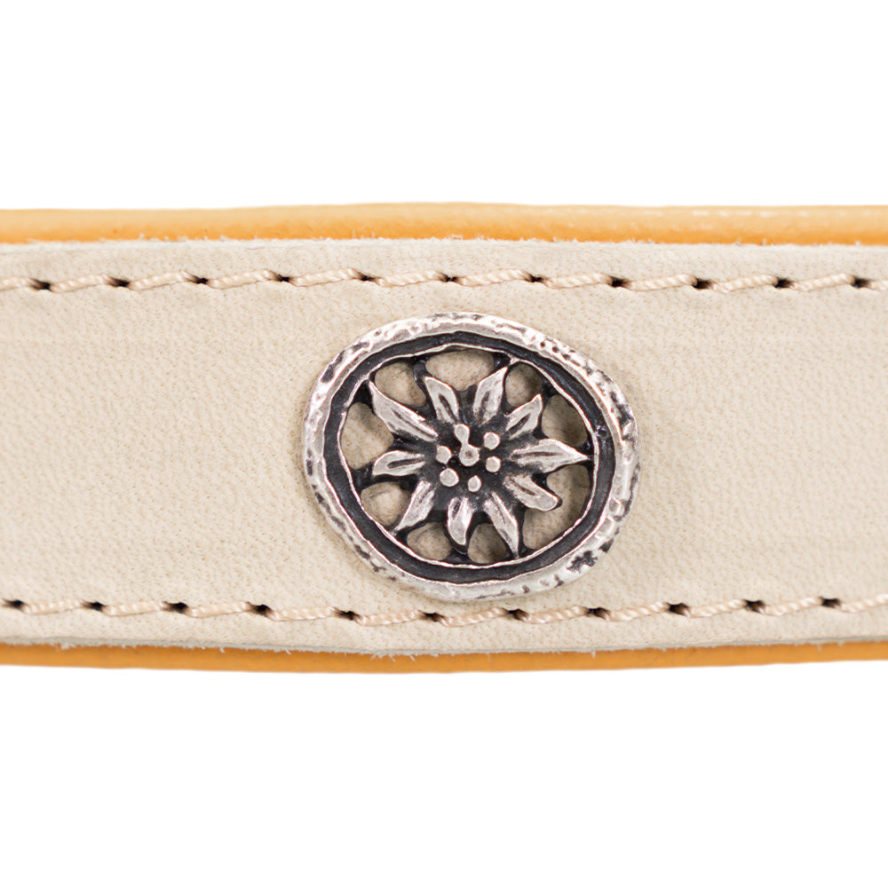 Collare per cani in pelle beige con borchie