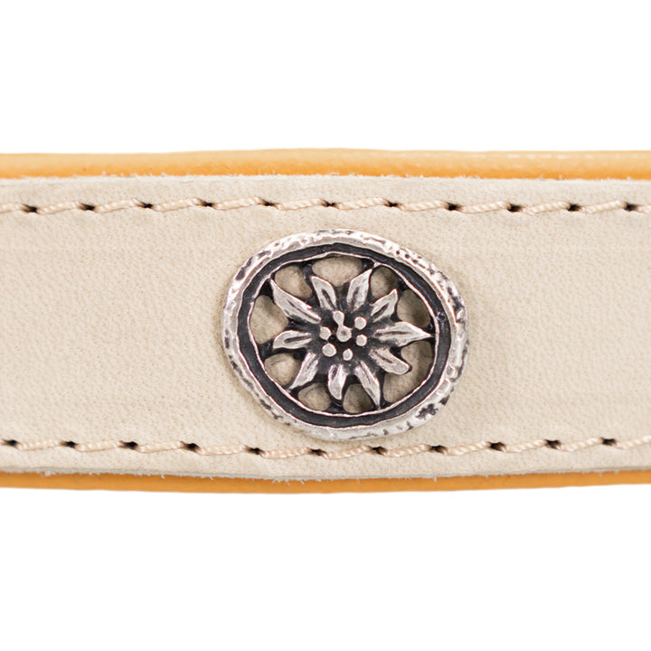 Collare per cani in pelle beige con borchie