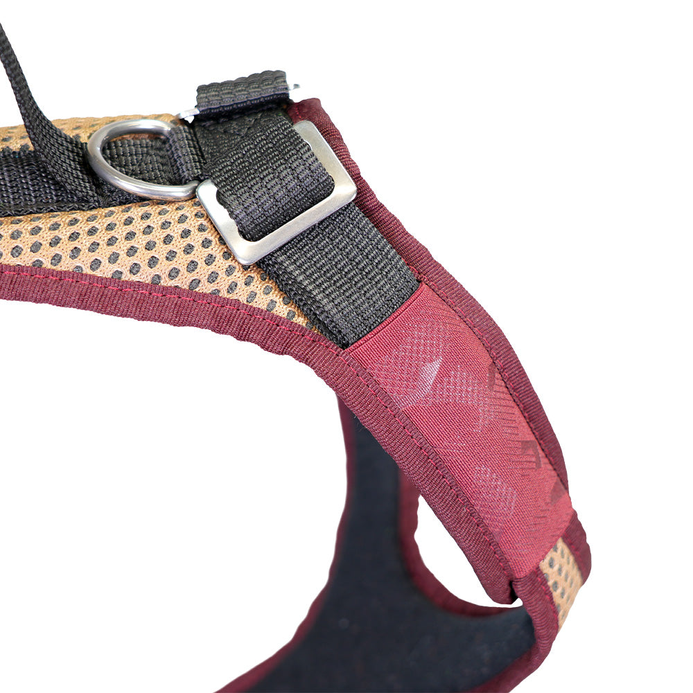 imbracatura per cani giovani Vary Standard, liberamente regolabile. beige-bordeaux, dettaglio collo